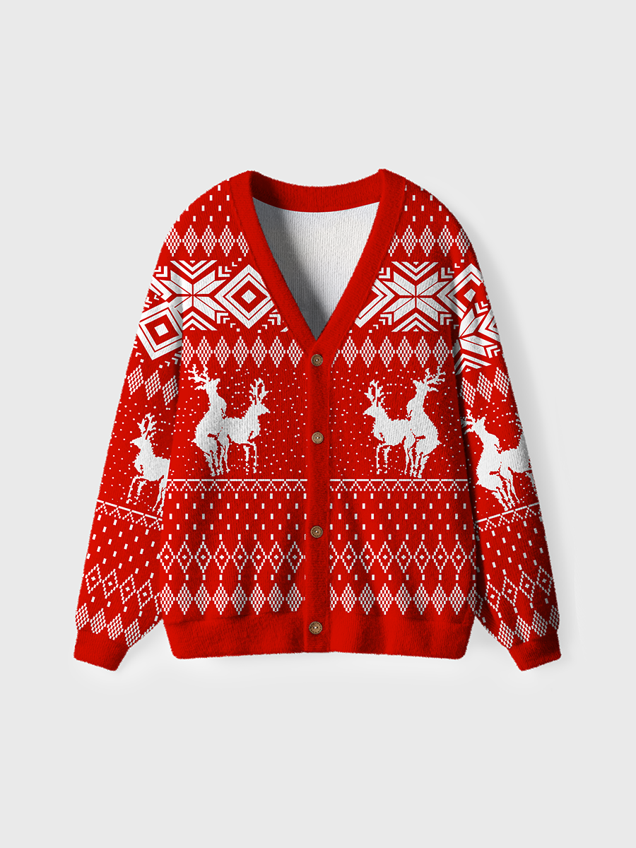 Vintage Red And White Ugly Cardigan Sweaters