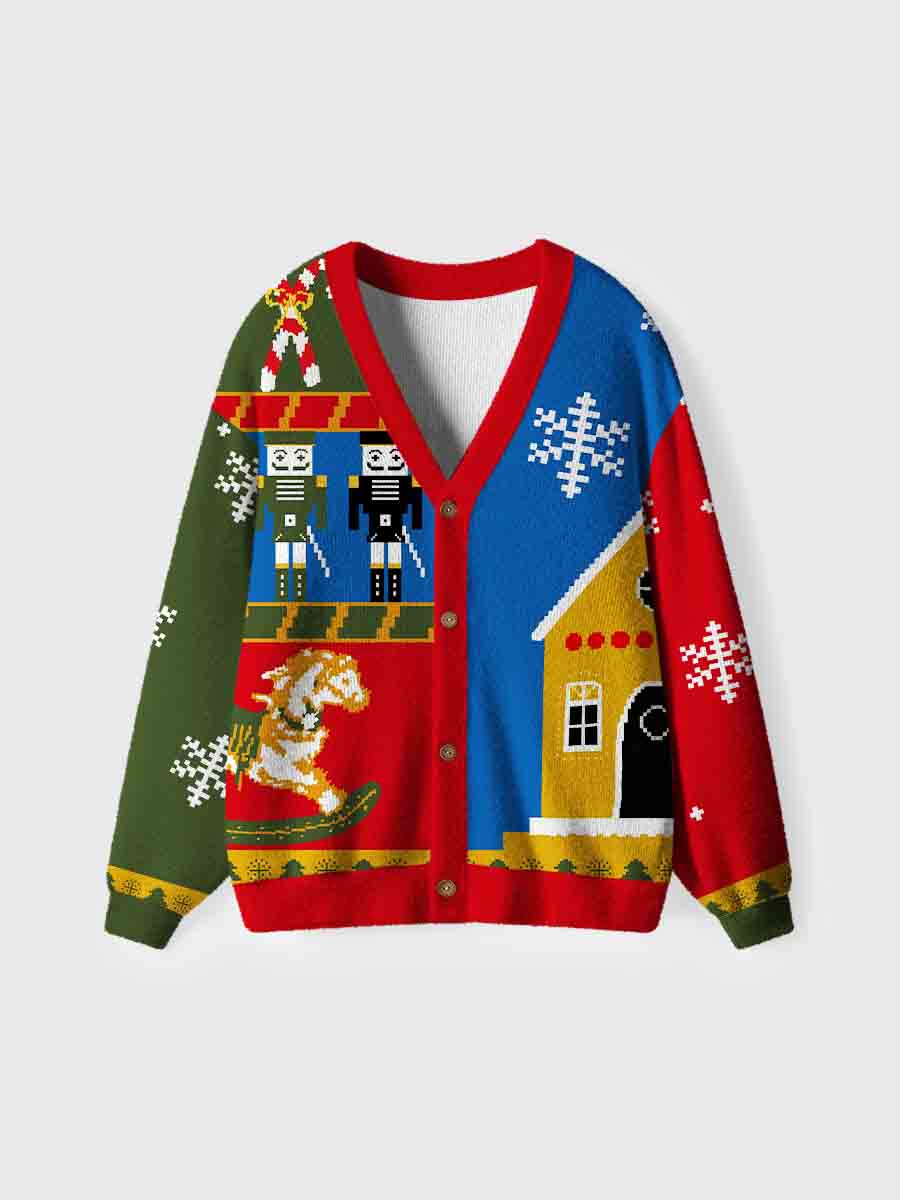 Vintage Christmas Elves Ugly Cardigan Sweaters