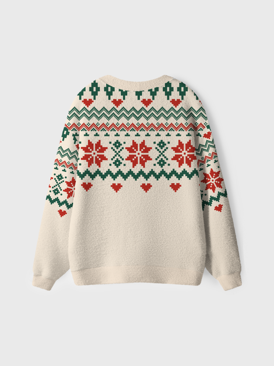 Vintage Beige Snowflake Fair Isle Ugly Cardigan Sweaters