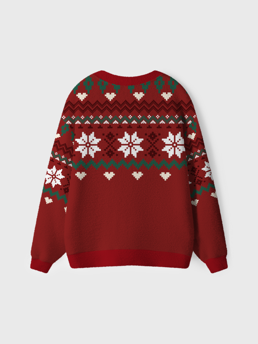 Vintage Red Snowflake Fair Island Ugly Cardigan Sweaters