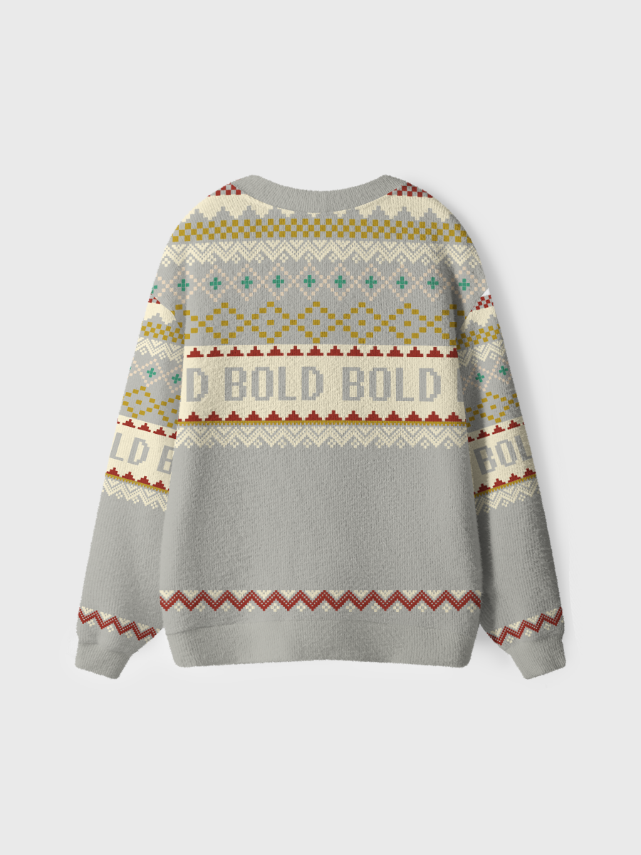 Vintage Grey Fair Isle Ugly Cardigan Sweaters