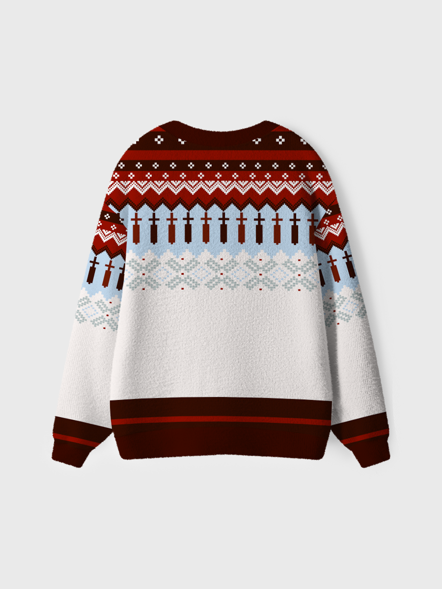 Vintage Red Cross Fair Isle Ugly Cardigan Sweaters
