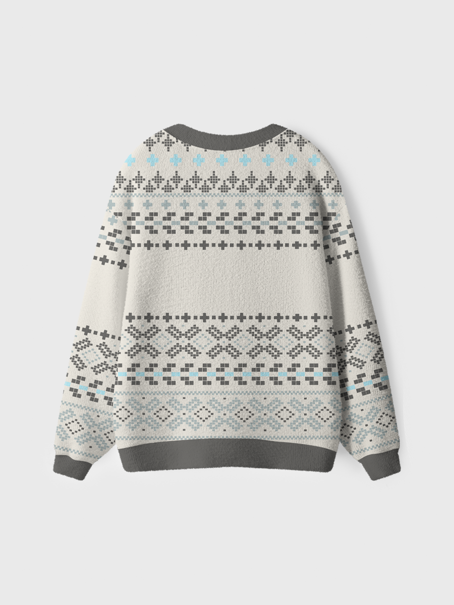 Vintage Grey Fair Isle Ugly Cardigan Sweaters