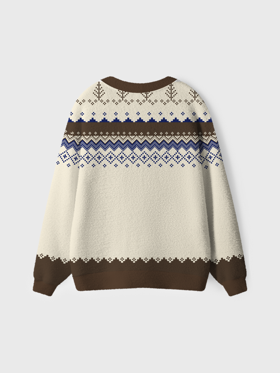 Vintage Brown Fair Isle Ugly Cardigan Sweaters