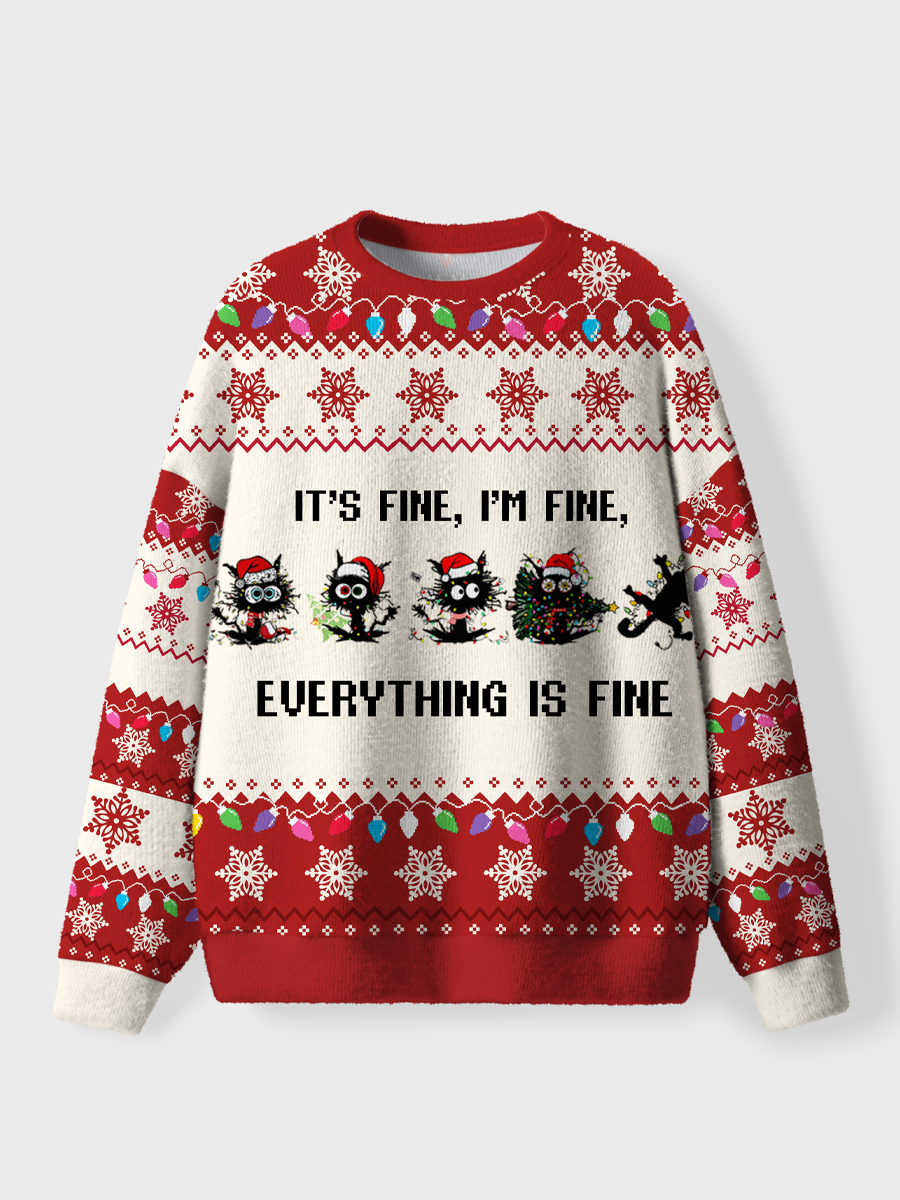 Vintage I'M Fine Christmas Ugly Sweater