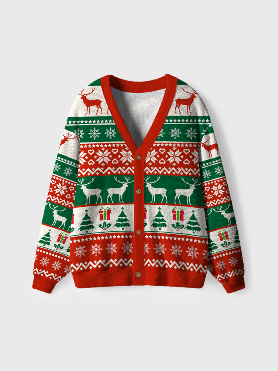 Vintage Red And Green Christmas Ugly Cardigan Sweaters