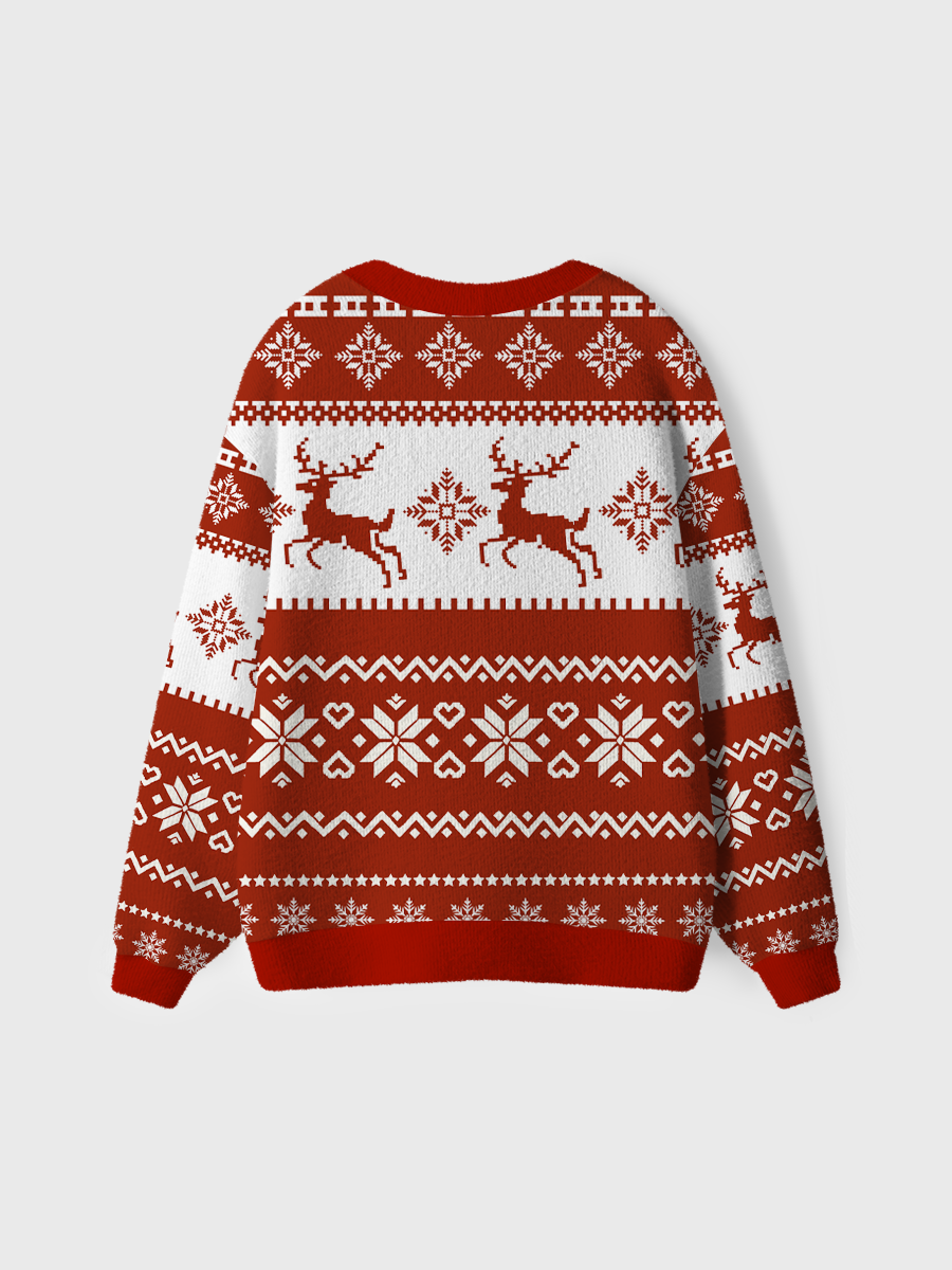 Vintage Red Christmas Reindeer Ugly Cardigan Sweaters