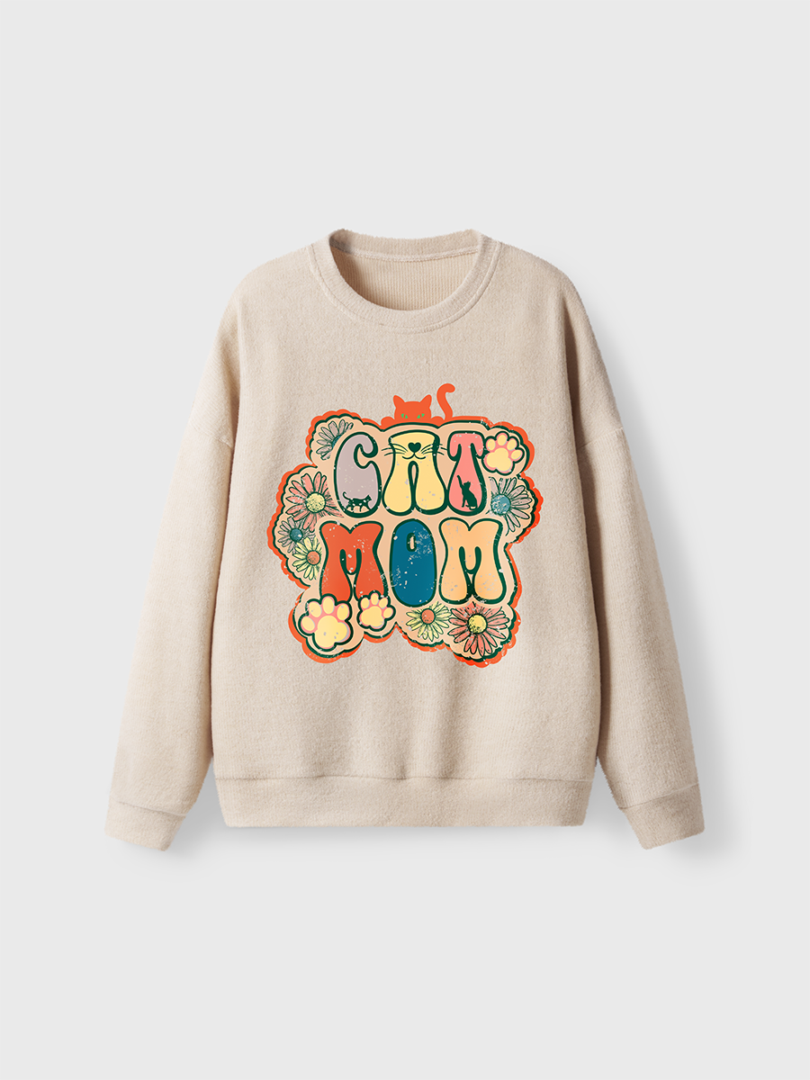 Vintage Cat Mom Fuzzy Sweater