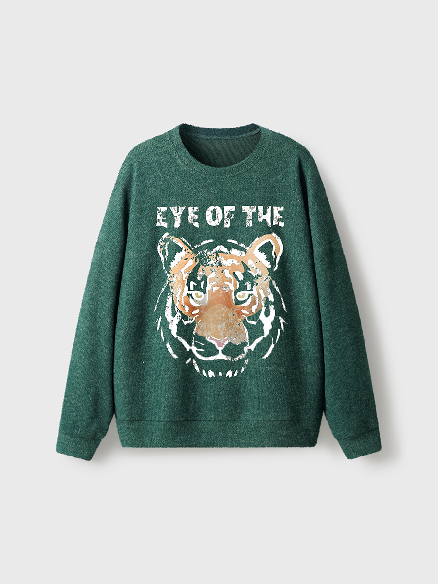 Vintage Eye Of The Tiger Mascot Fuzzy Sweater