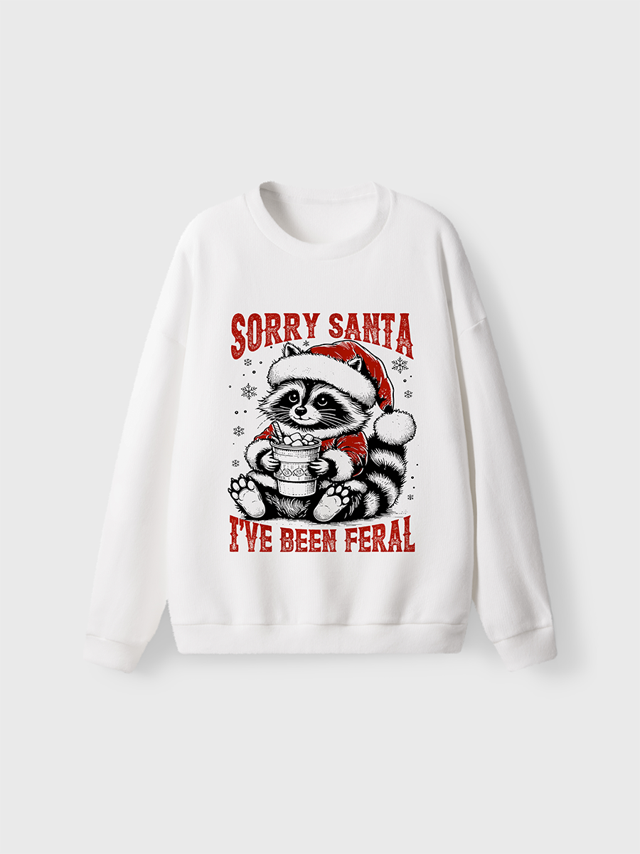 Vintage Sorry Santa I'Ve Been Feral Fuzzy Sweater