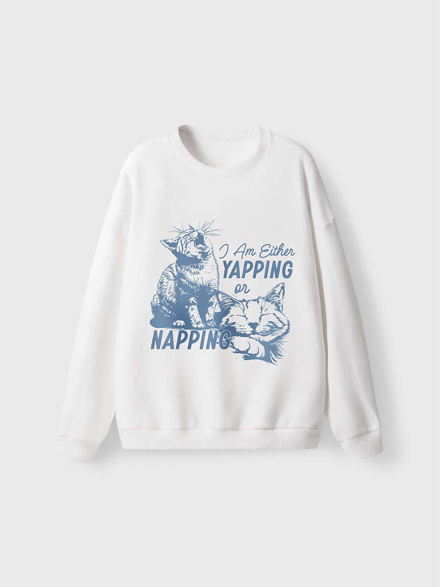 Vintage Either Yapping Or Napping  Fuzzy Sweater