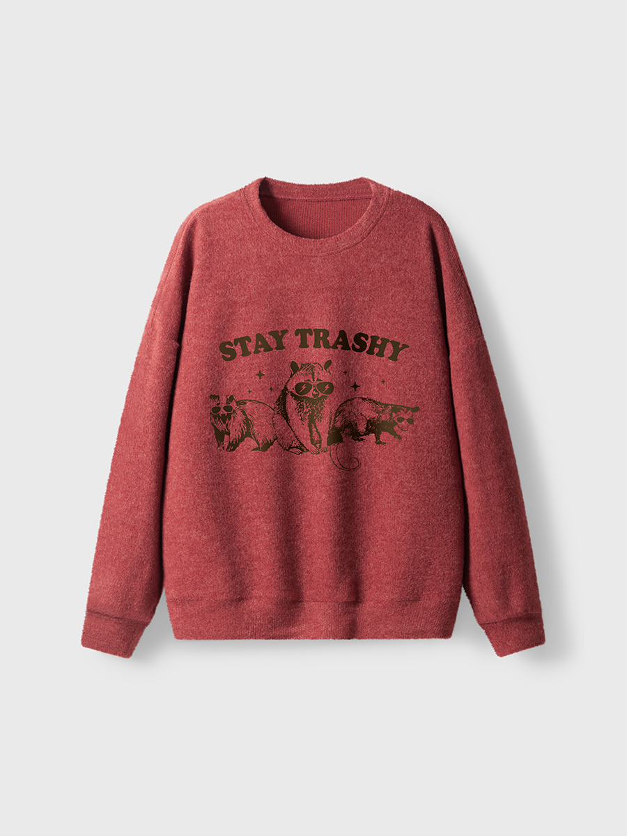 Vintage Stay Trashy Fuzzy Sweater