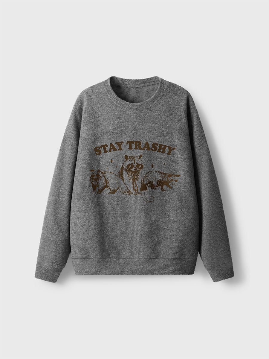 Vintage Stay Trashy Fuzzy Sweater
