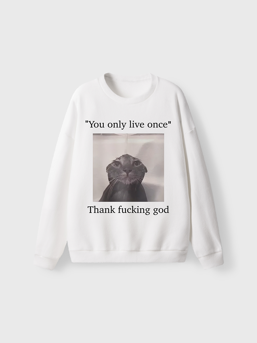 Vintage Funny Depressed Meme Cat Fuzzy Sweater