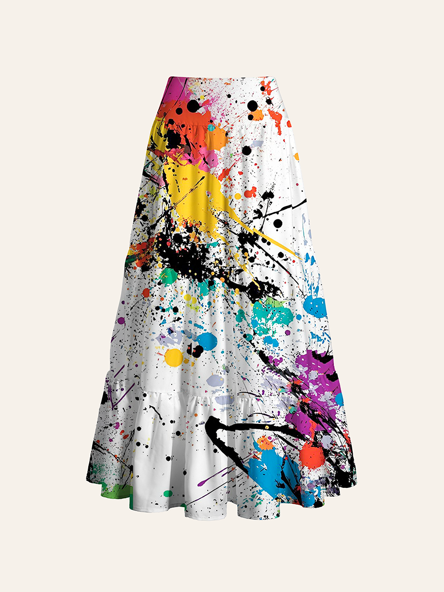 Vibrant Paint Splatter Convertible Maxi Skirts