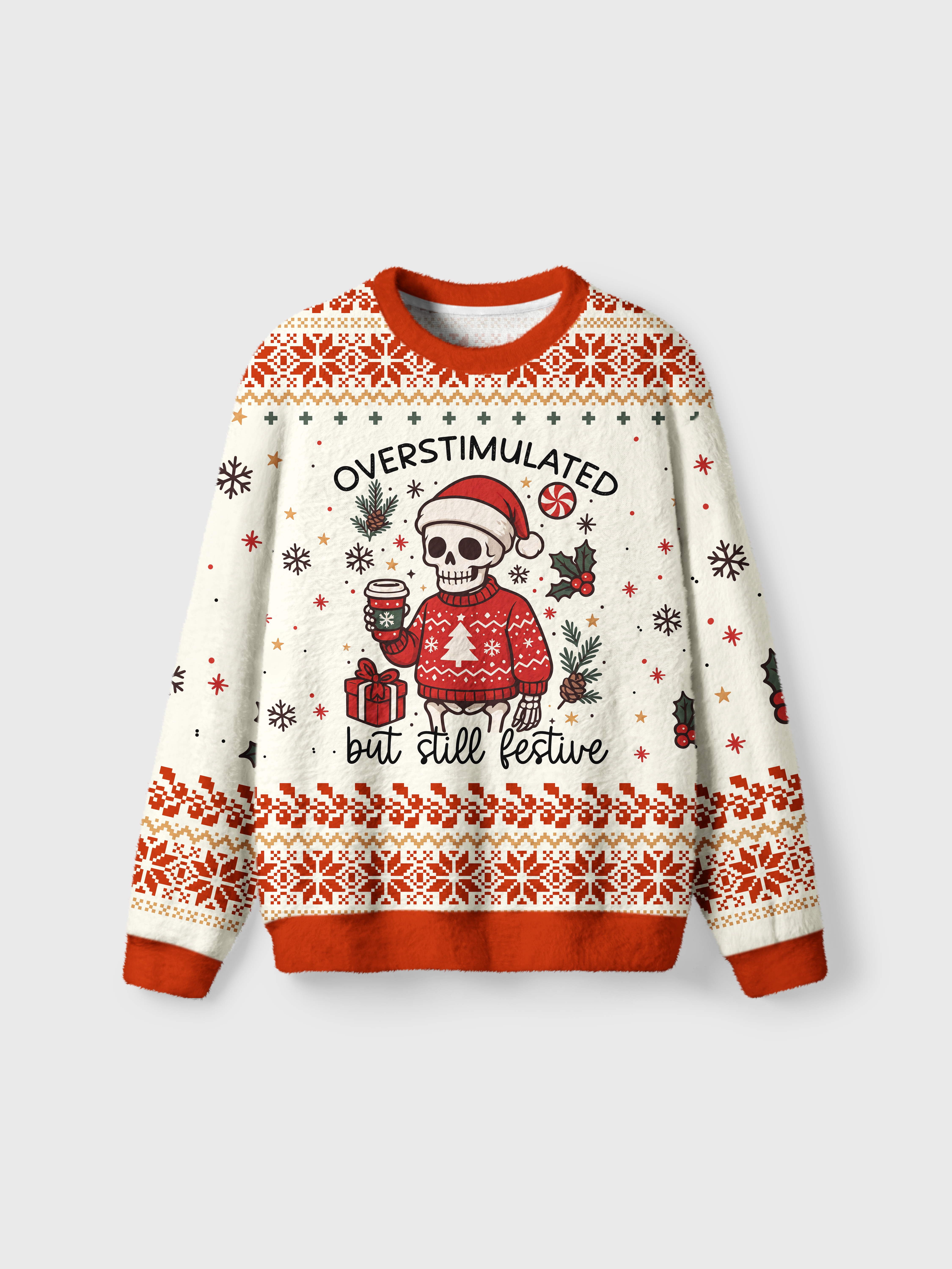 Vintage Overstimulated But Still Festiue Ugly Sweater