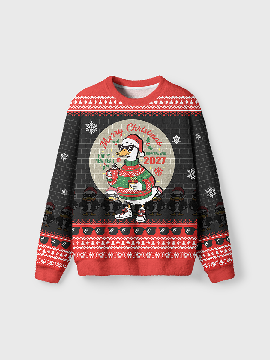 Vintage Merry Christmas Happy New Year 2027 Ugly Sweater