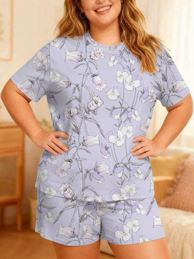 Vintage Lavender Floral Short Pajamas