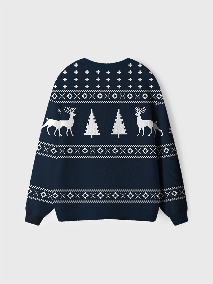 Vintage Christmas Tree And Elk Ugly Cardigan Sweaters