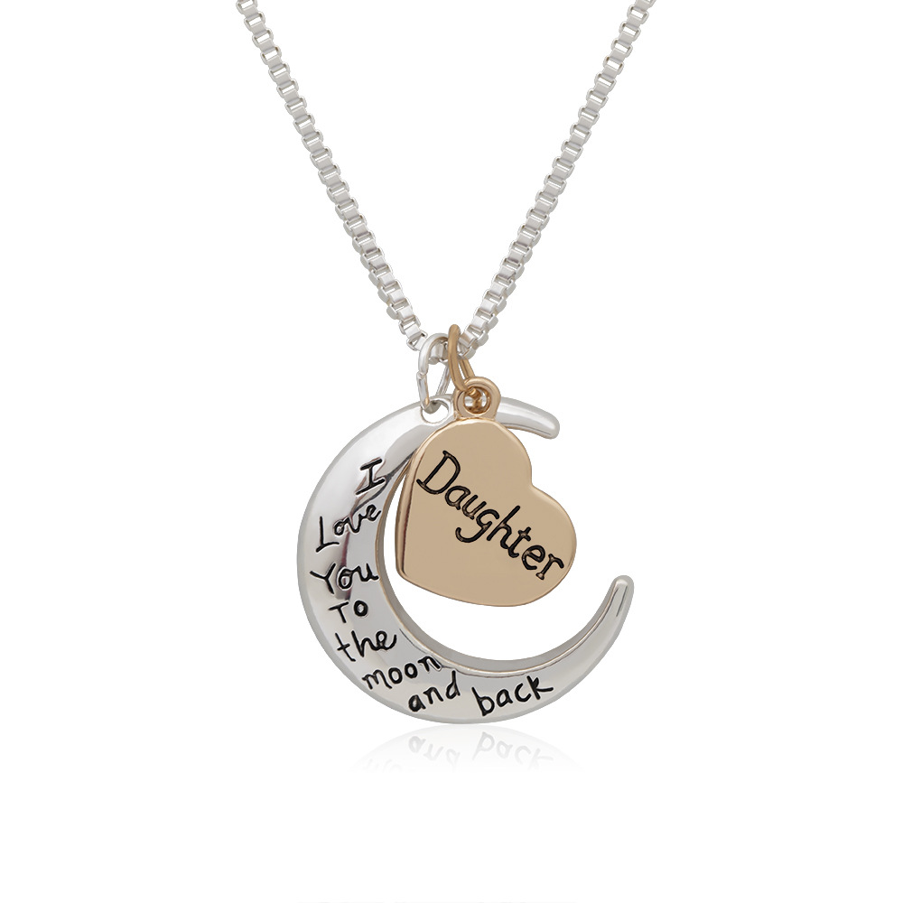 I Love You Mom Moon Necklace