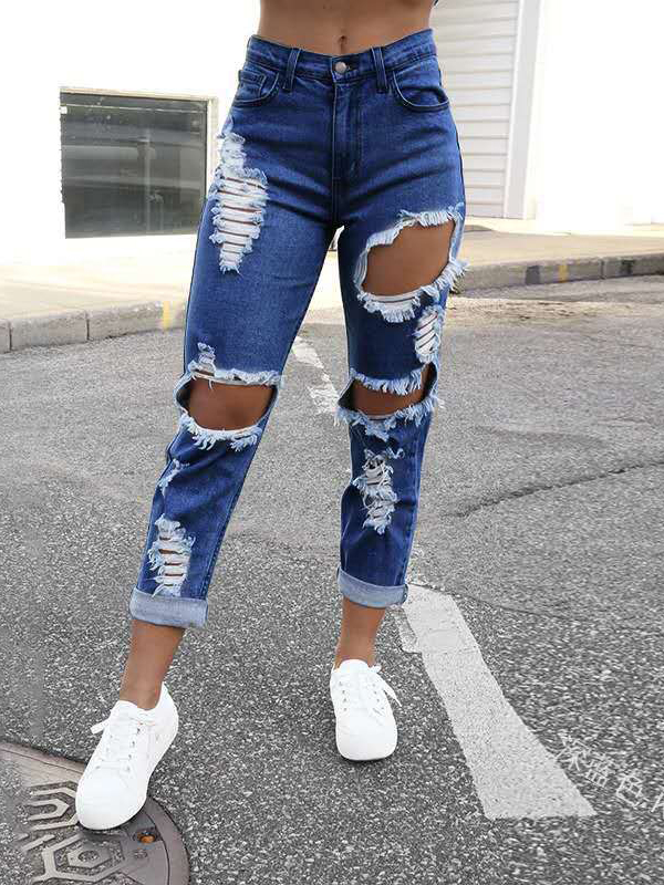 Straight-leg Ripped Jeans