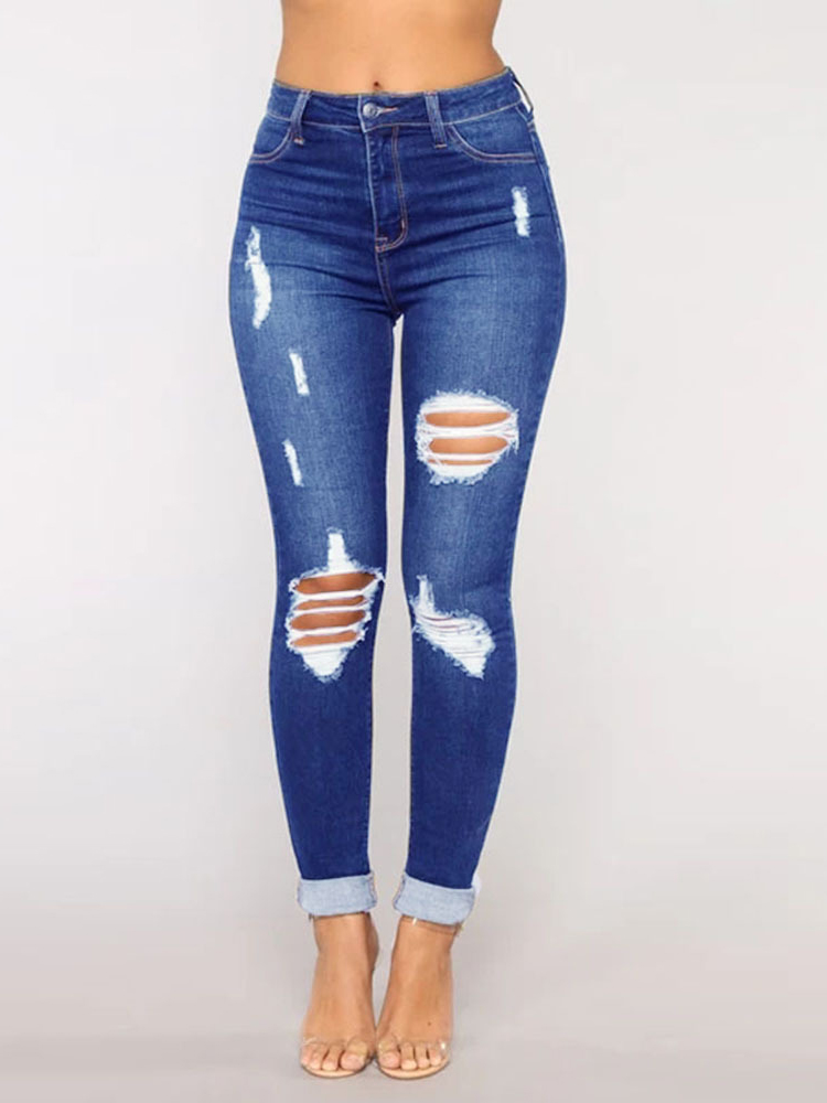 Trendy And Fashionable Ripped Washed Jeans