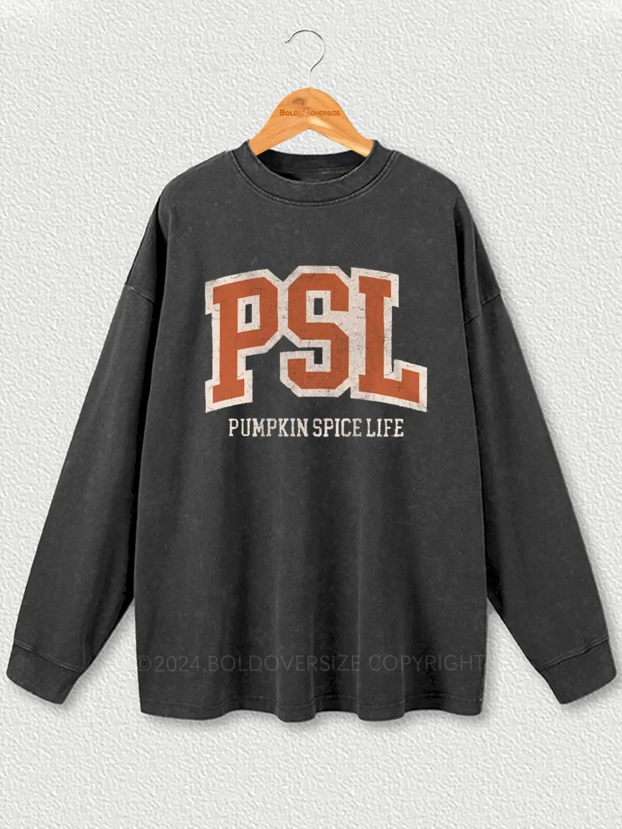 Vintage Pumpkin Spice Life Washed Long Sleeve Shirt