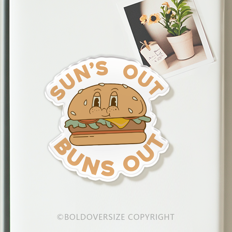 Vintage Sun'S Out Buns Out Acrylic Refrigerator Magnets