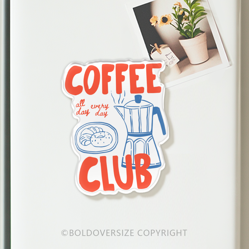 Vintage Coffee Club Acrylic Refrigerator Magnets