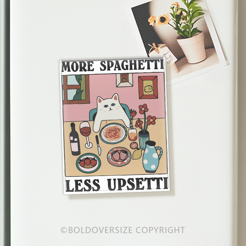 Vintage More Spaghetti Less Upsetti Acrylic Refrigerator Magnets