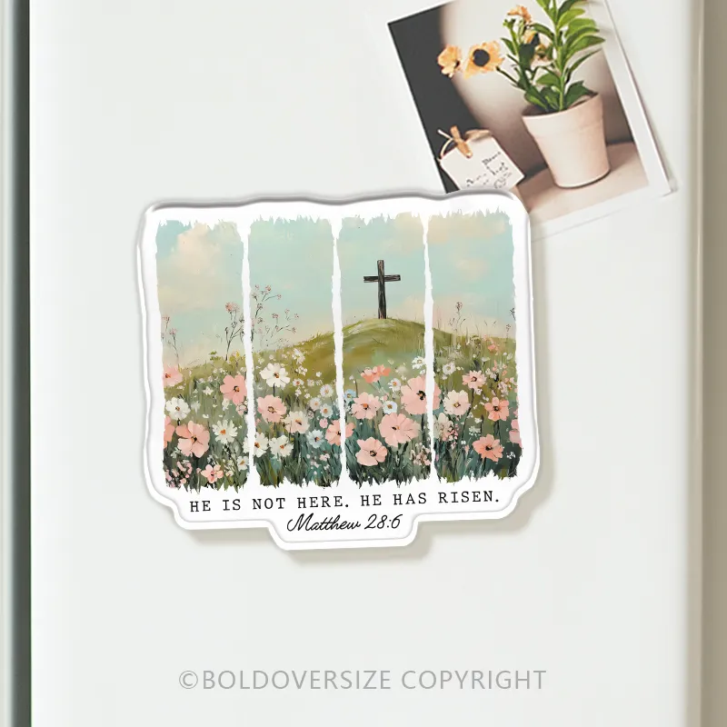 Vintage He is not here Refrigerator Magnets