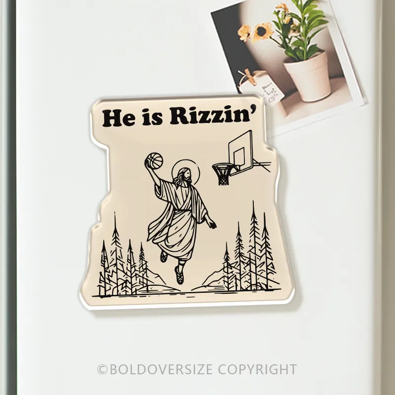Vintage He is rizzin Refrigerator Magnets