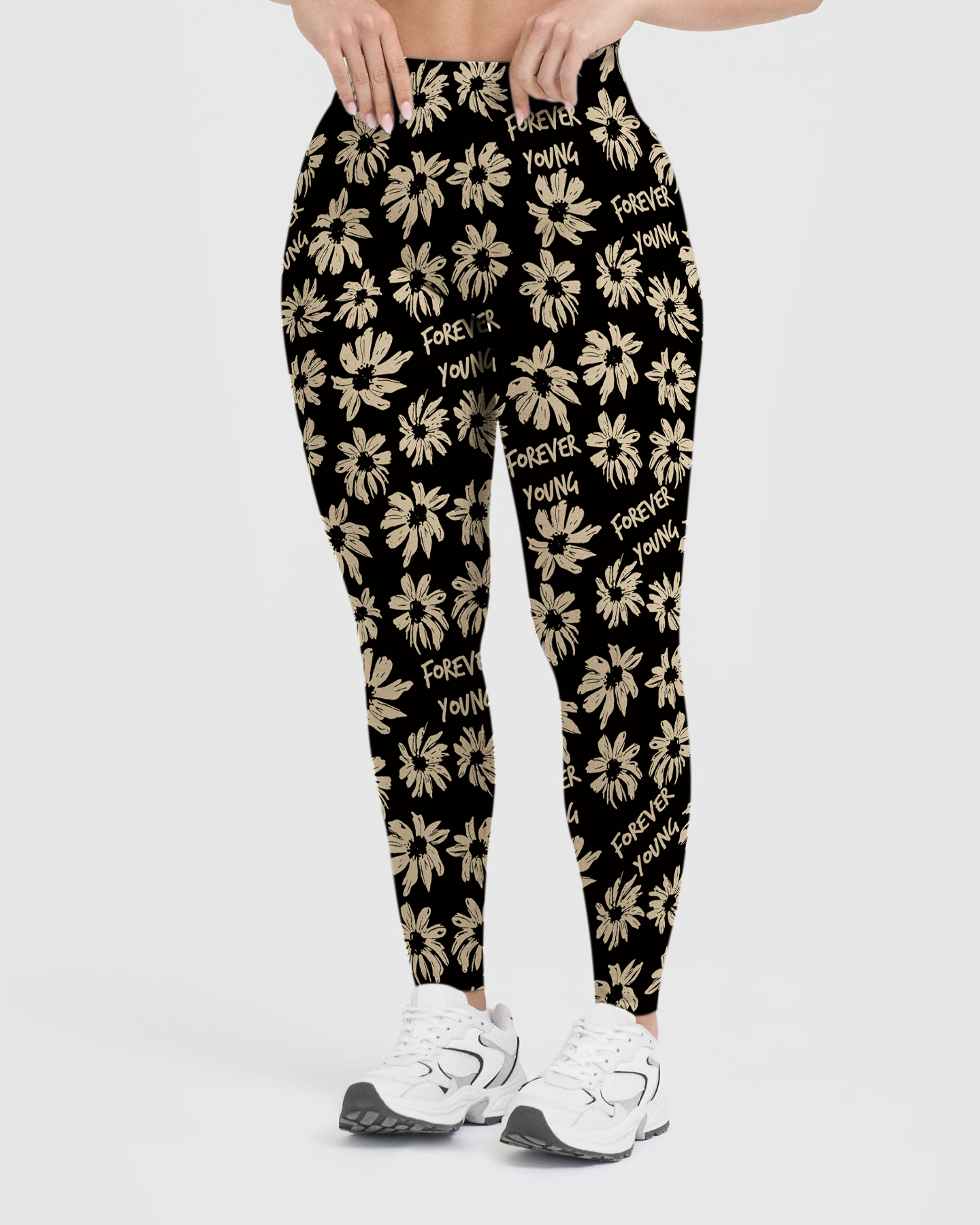 Vintage Flowers Text Leggings