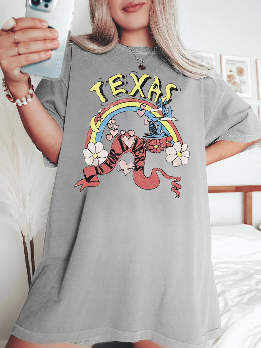 Oversized Texas Is For Lovers Thrifted Graphic Tee