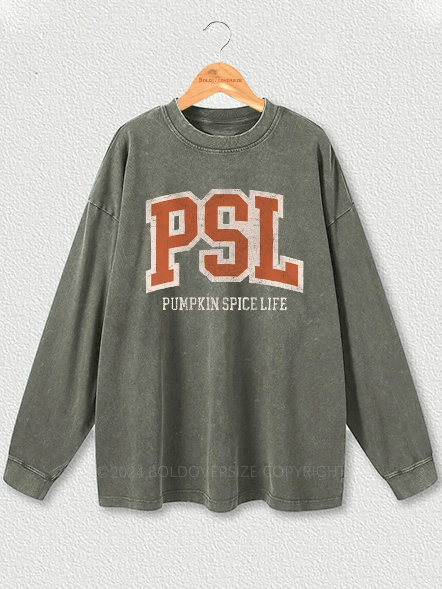 Vintage Pumpkin Spice Life Washed Long Sleeve Shirt