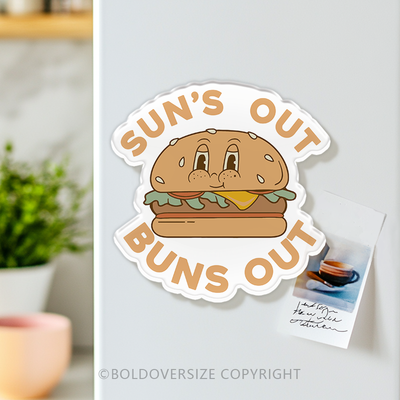 Vintage Sun'S Out Buns Out Acrylic Refrigerator Magnets