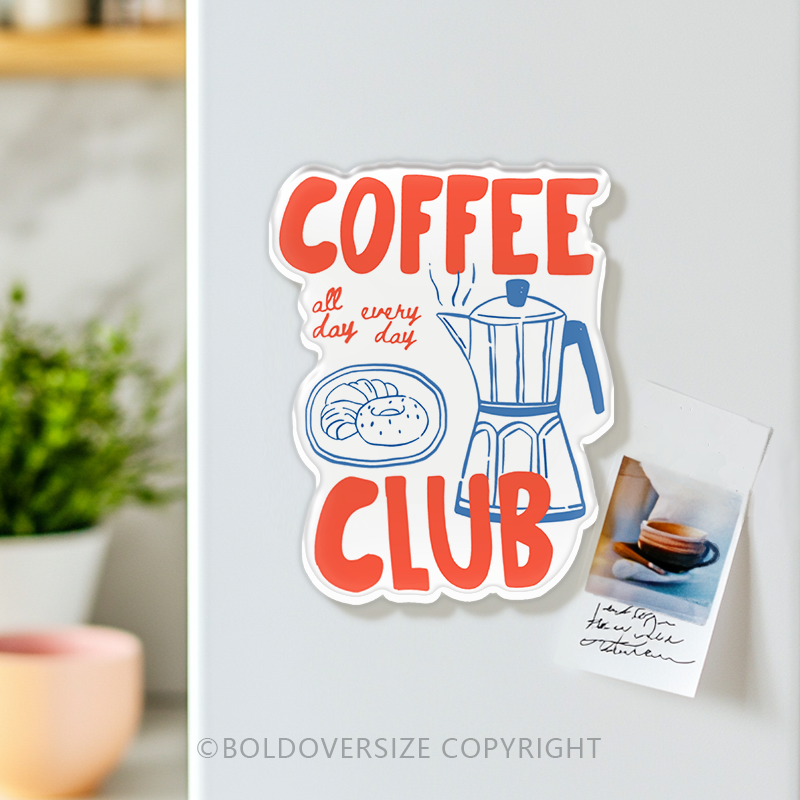 Vintage Coffee Club Acrylic Refrigerator Magnets