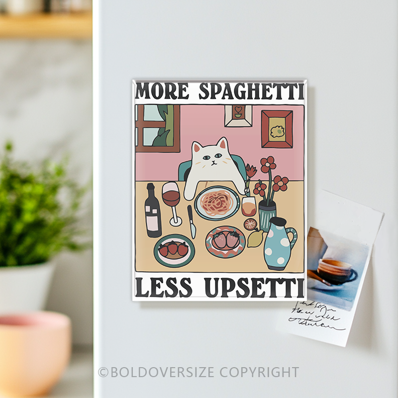 Vintage More Spaghetti Less Upsetti Acrylic Refrigerator Magnets
