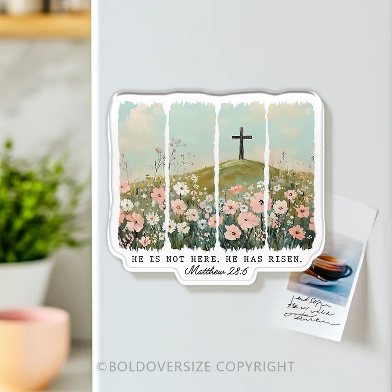 Vintage He is not here Refrigerator Magnets