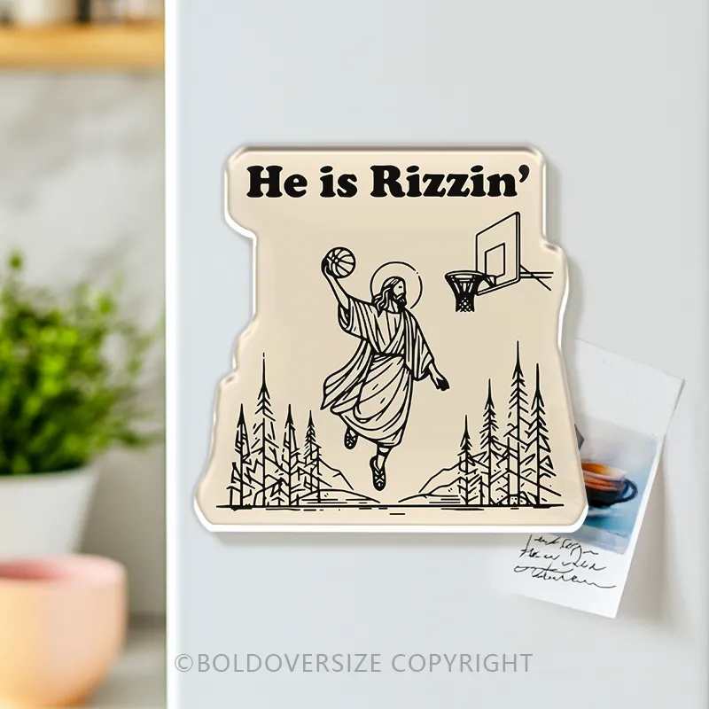 Vintage He is rizzin Refrigerator Magnets