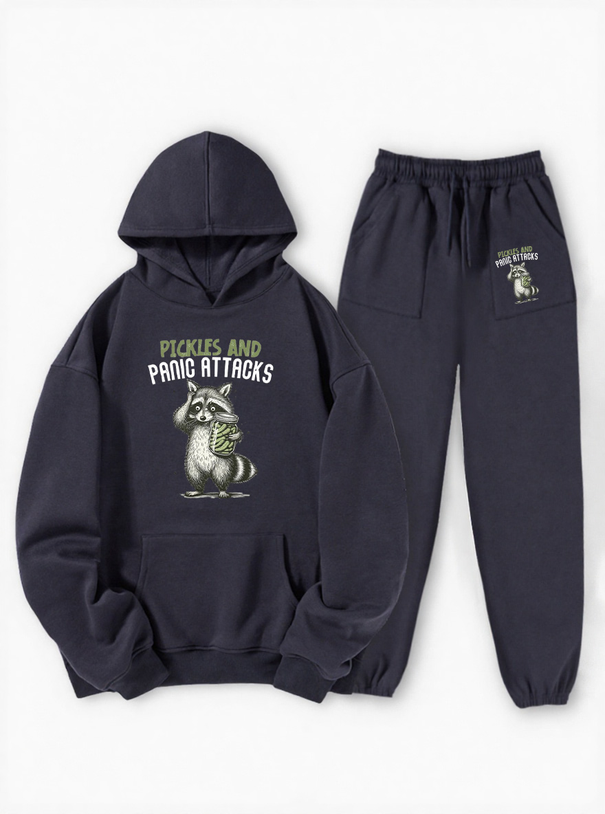 Vintage Pickles And Panic Attacks Fleece Hoodie Suit