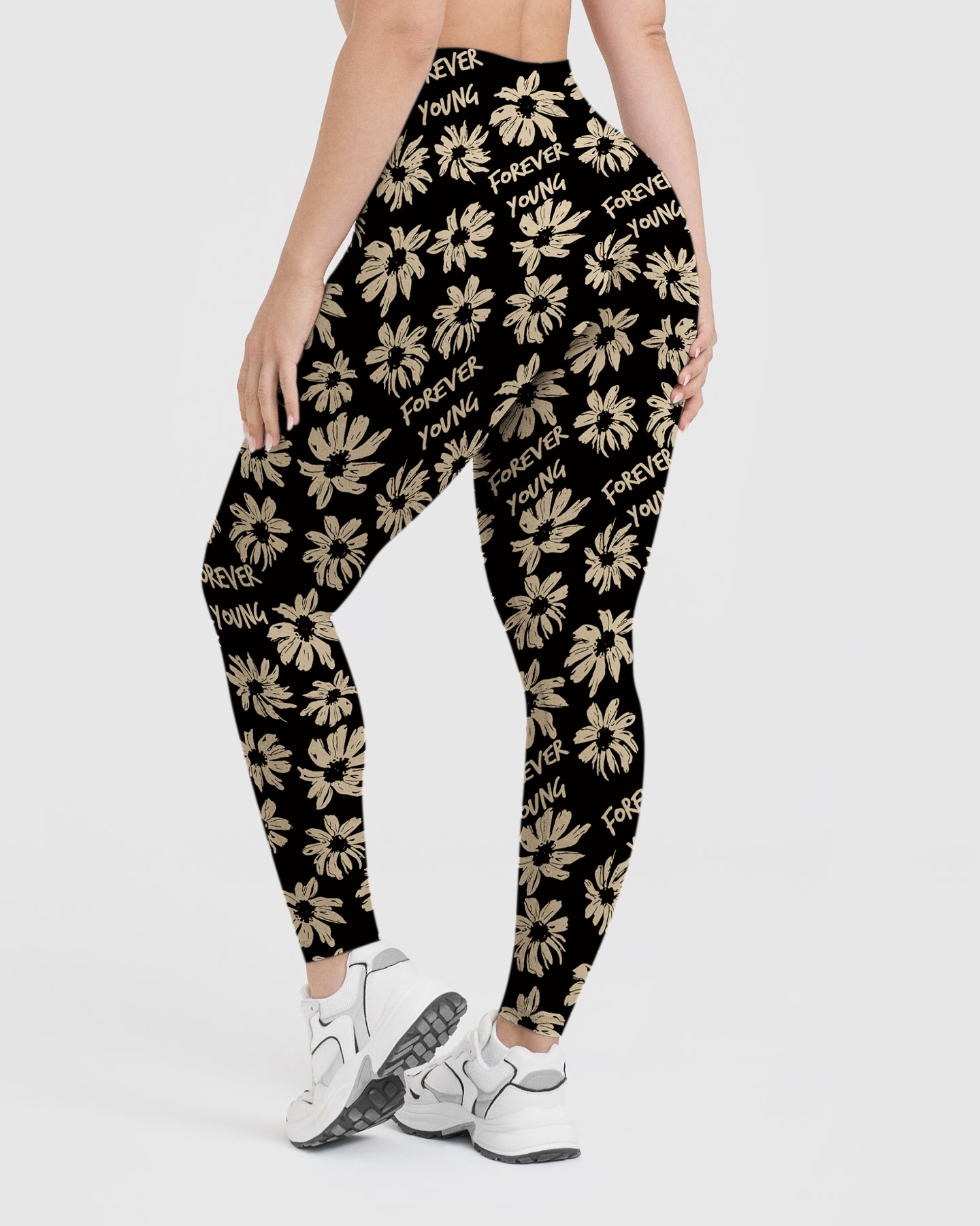 Vintage Flowers Text Leggings
