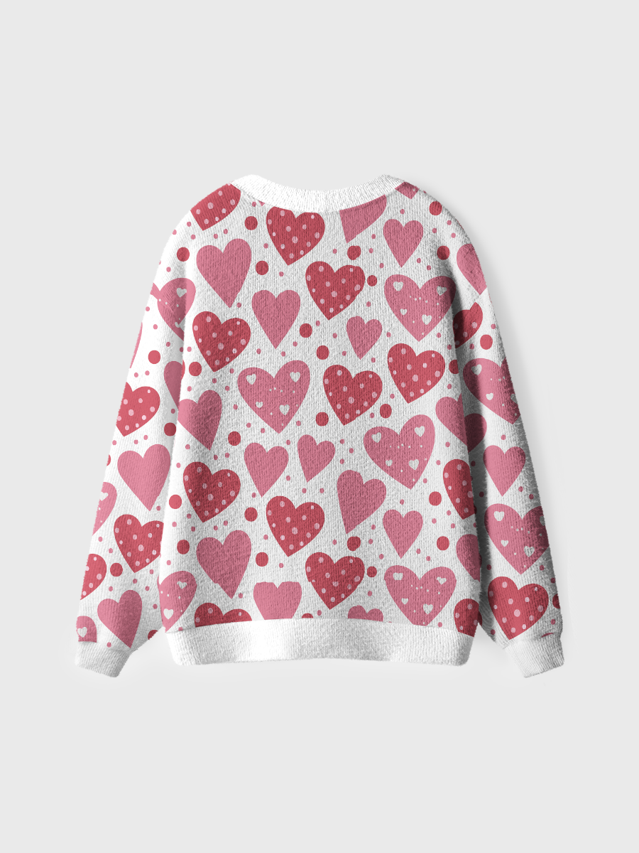 Vintage Heart-patterned Pink Leopard Cardigan Sweaters