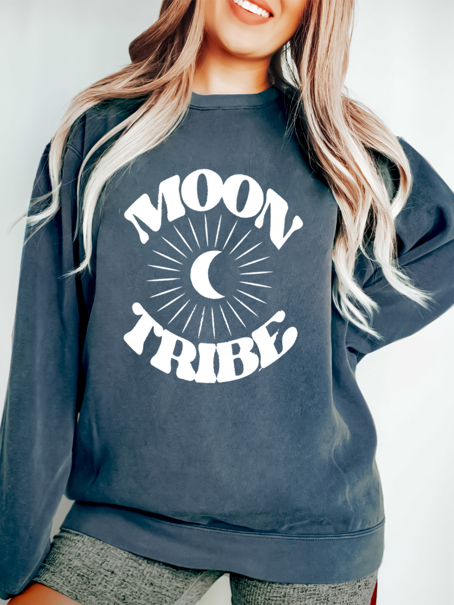 Plus Size Moon Tribe Short Sleeve Graphic Sweatshirt