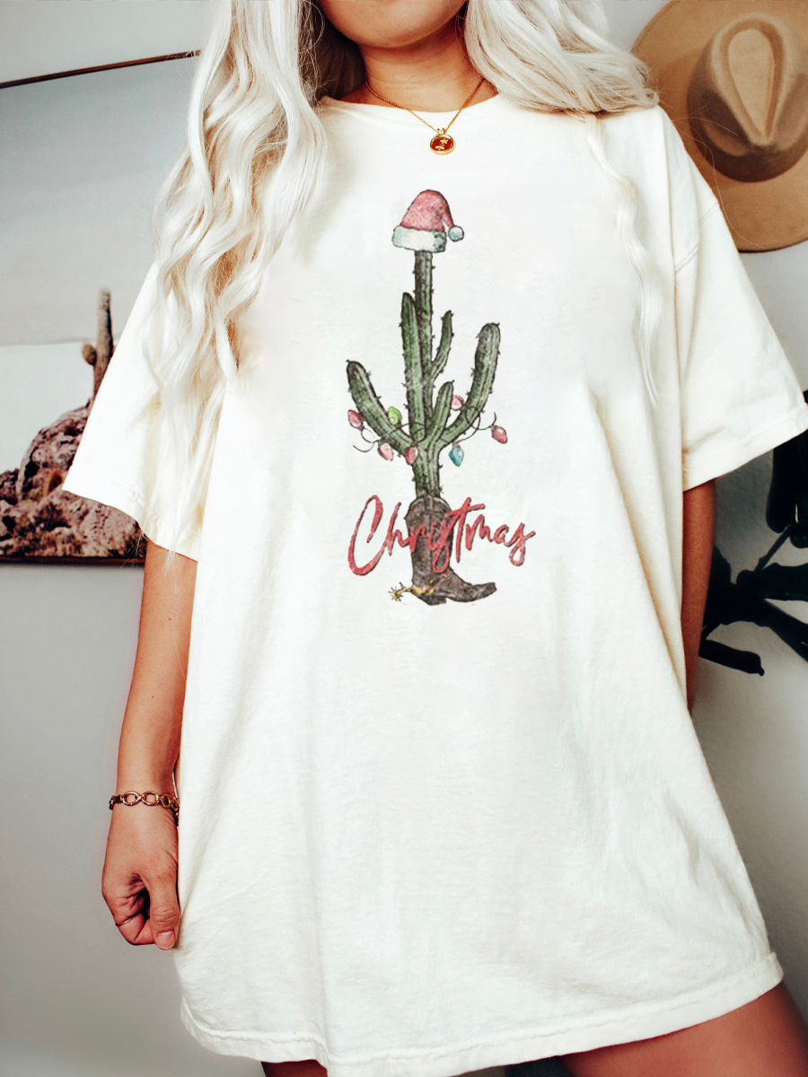 Plus Size Christmas Cowboy Graphic Tee