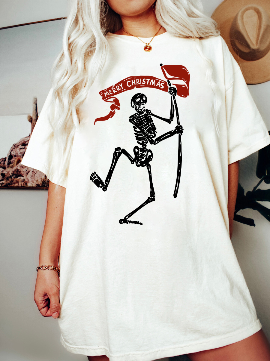 Plus Size Merry Christmas Skeleton T-Shirt