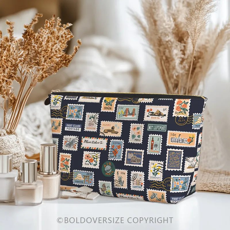 Vintage Postage Stamps Makeup Bags