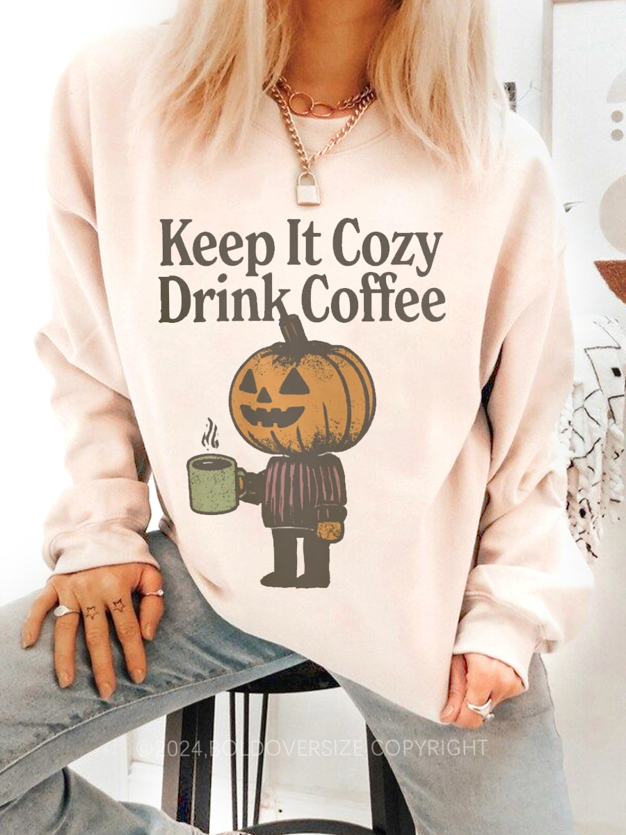 Vintage Cozy Coffee Halloween Sweatshirt