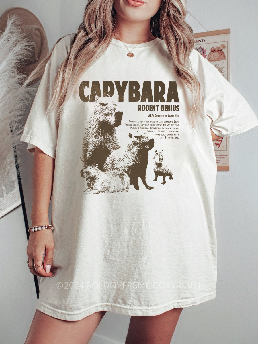 Vintage Capybara Rodent Genius Tee