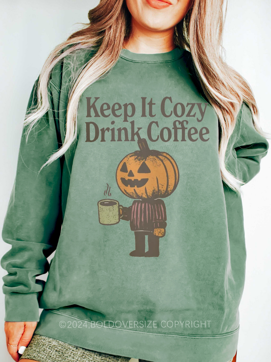 Vintage Cozy Coffee Halloween Sweatshirt